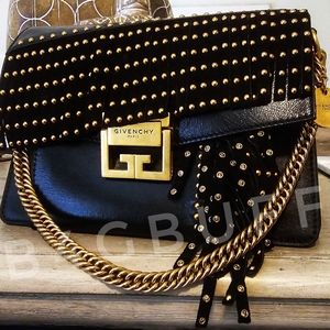 Givenchy limited edition GV3 small goat skin / suede fringes rivets